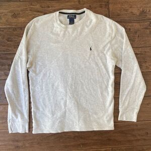 Polo Ralph Lauren Men's Waffle Knit Thermal Crewneck Shirt Light Grey Size Large